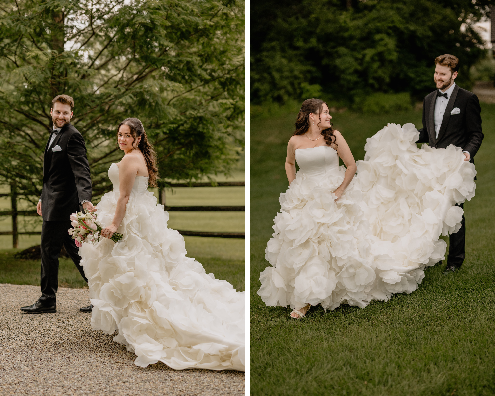 Couple's portrait while walking before their Beautiful Wedding at Crossed Keys Estate.