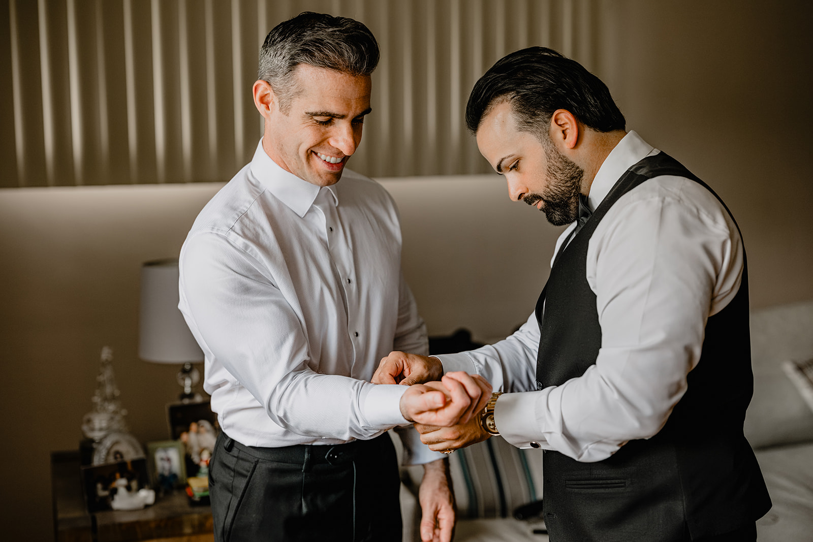 Groom getting ready for their Wedding at Shadowbrook.