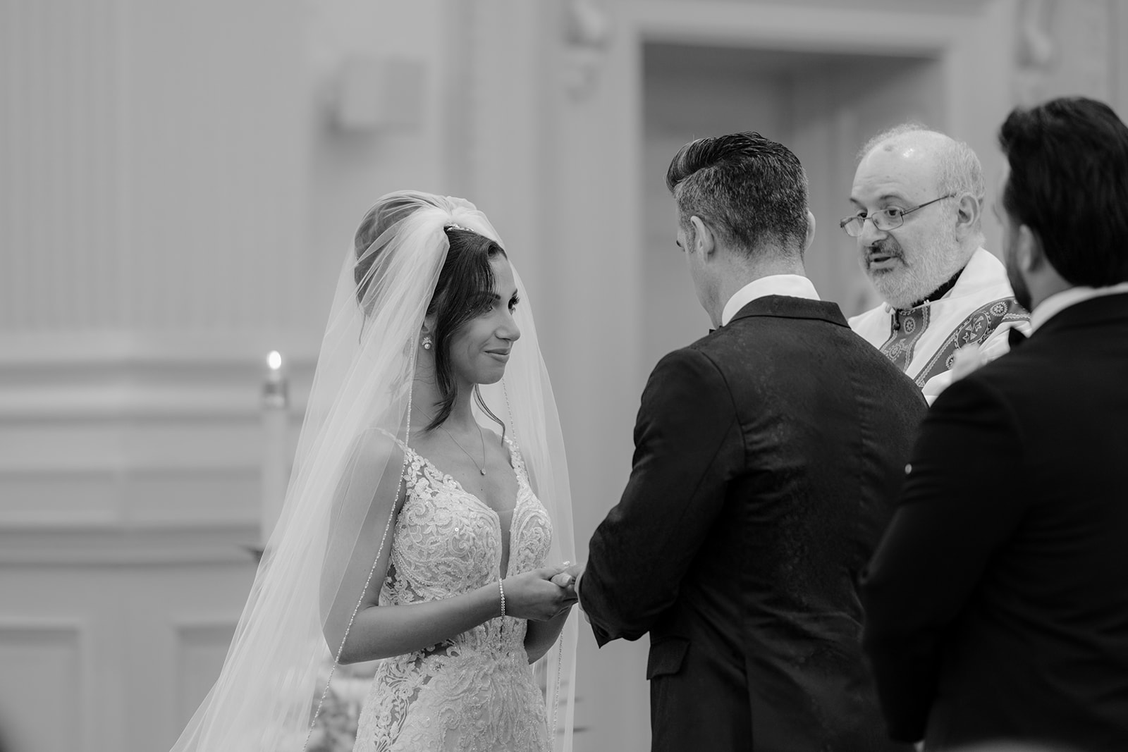 Couple at the altar during their Wedding at Shadowbrook.