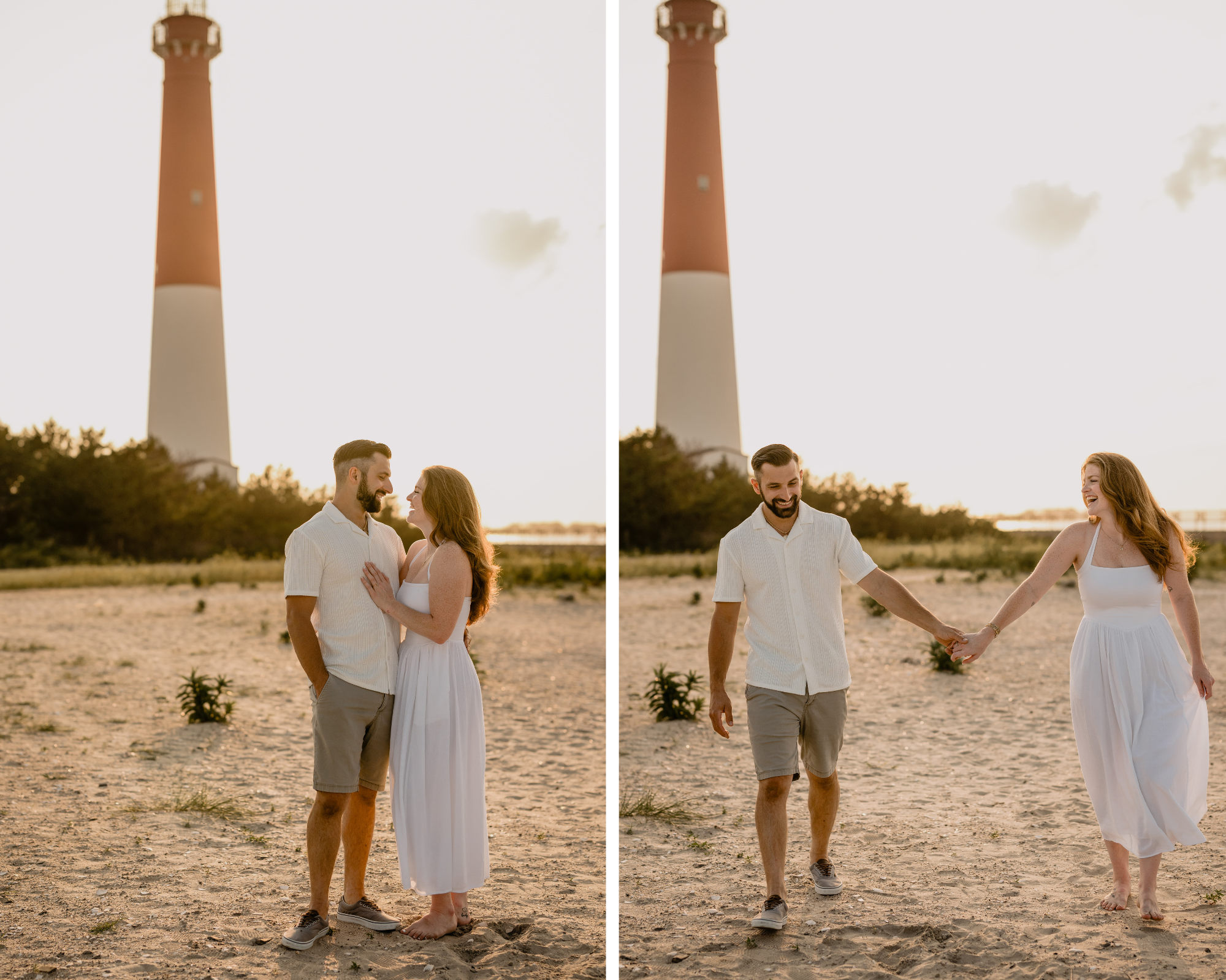 Couple's stunning portraits during their Engagement Session at Barnegat Lighthouse