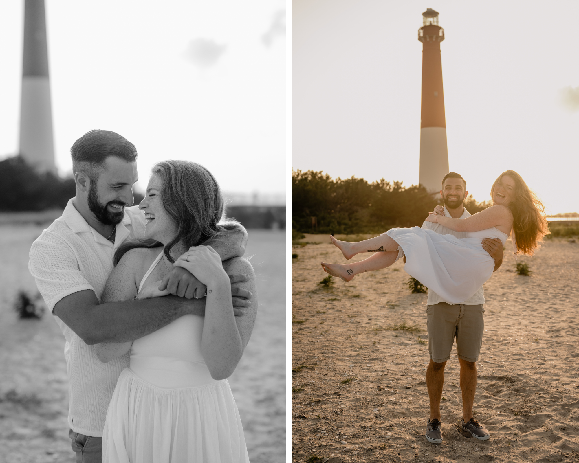 Couple's stunning portraits during their Engagement Session at Barnegat Lighthouse