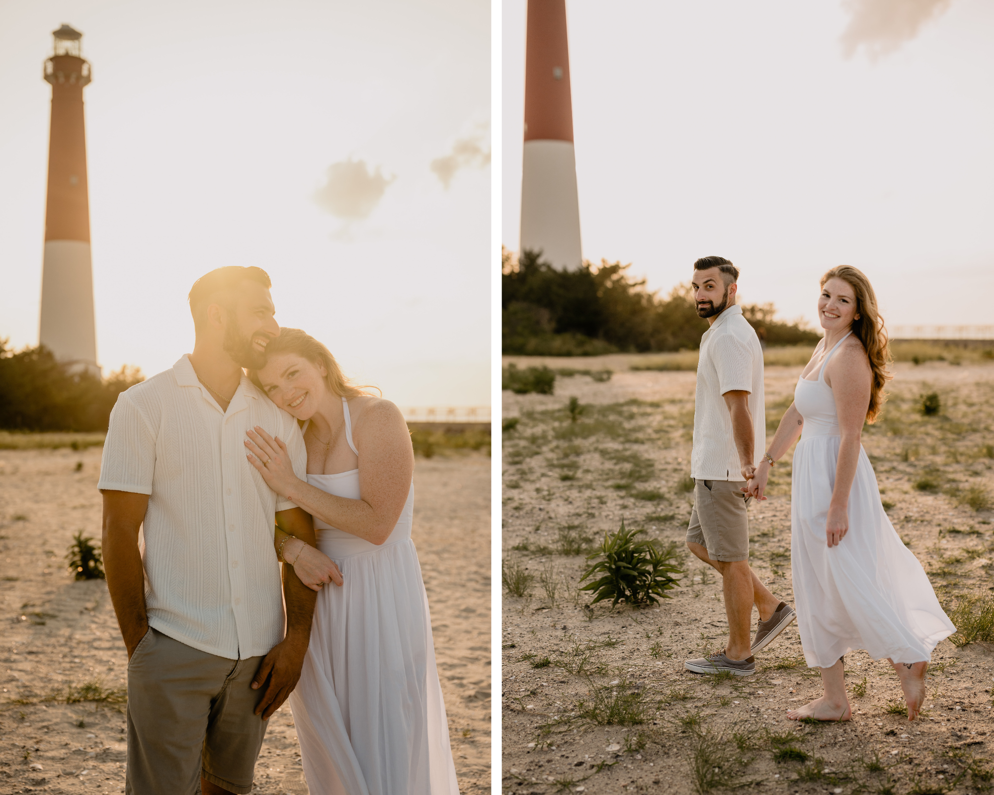 Couple's stunning portraits during their Engagement Session at Barnegat Lighthouse