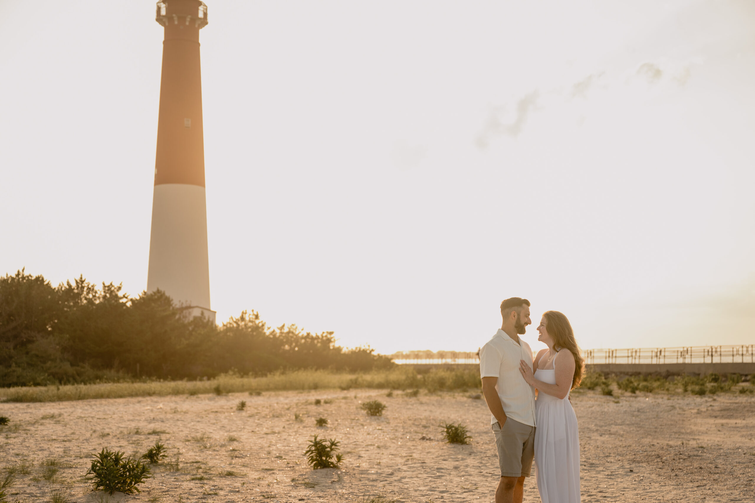 Couple's stunning portraits during their Engagement Session at Barnegat Lighthouse
