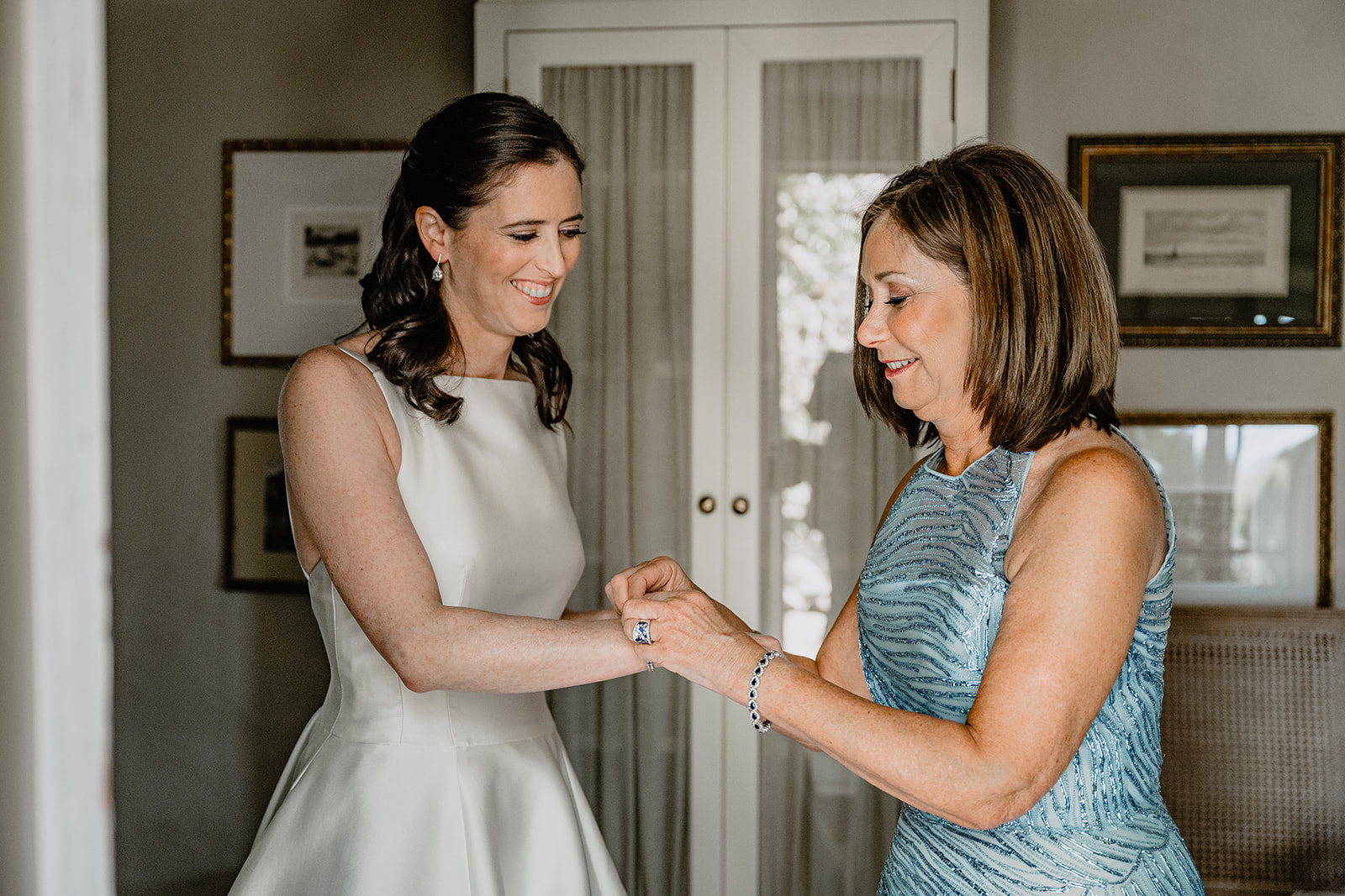 Bride getting ready before their beautiful wedding at Crossed Keys Estate.