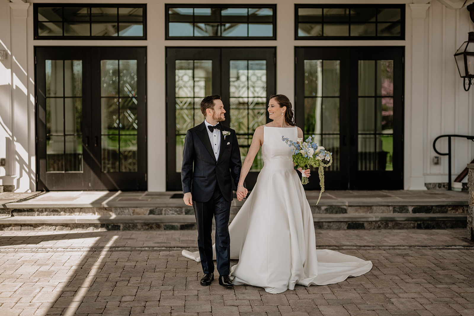 Couple before their beautiful wedding at Crossed Keys Estate.
