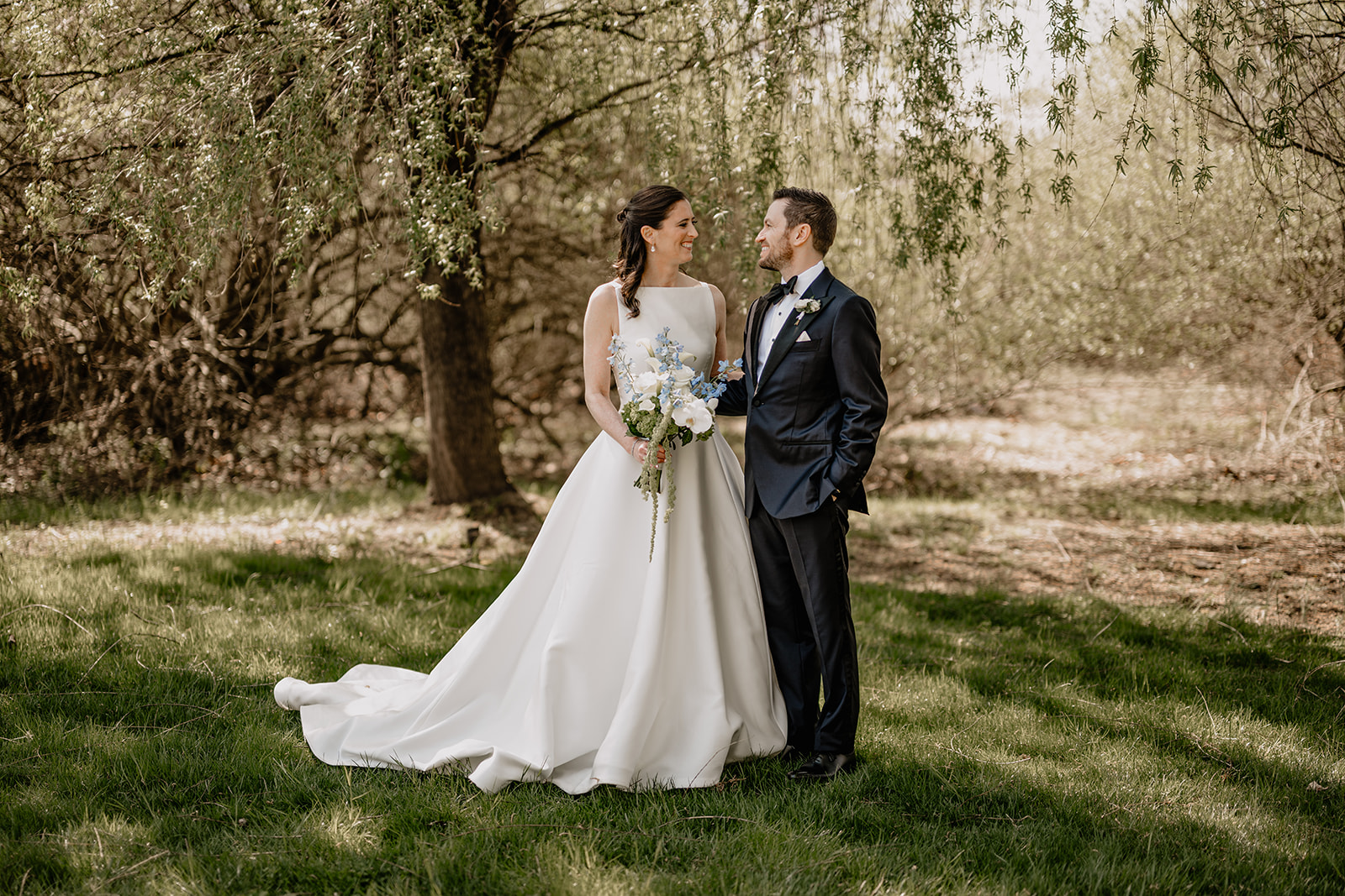 Couple before their beautiful wedding at Crossed Keys Estate.