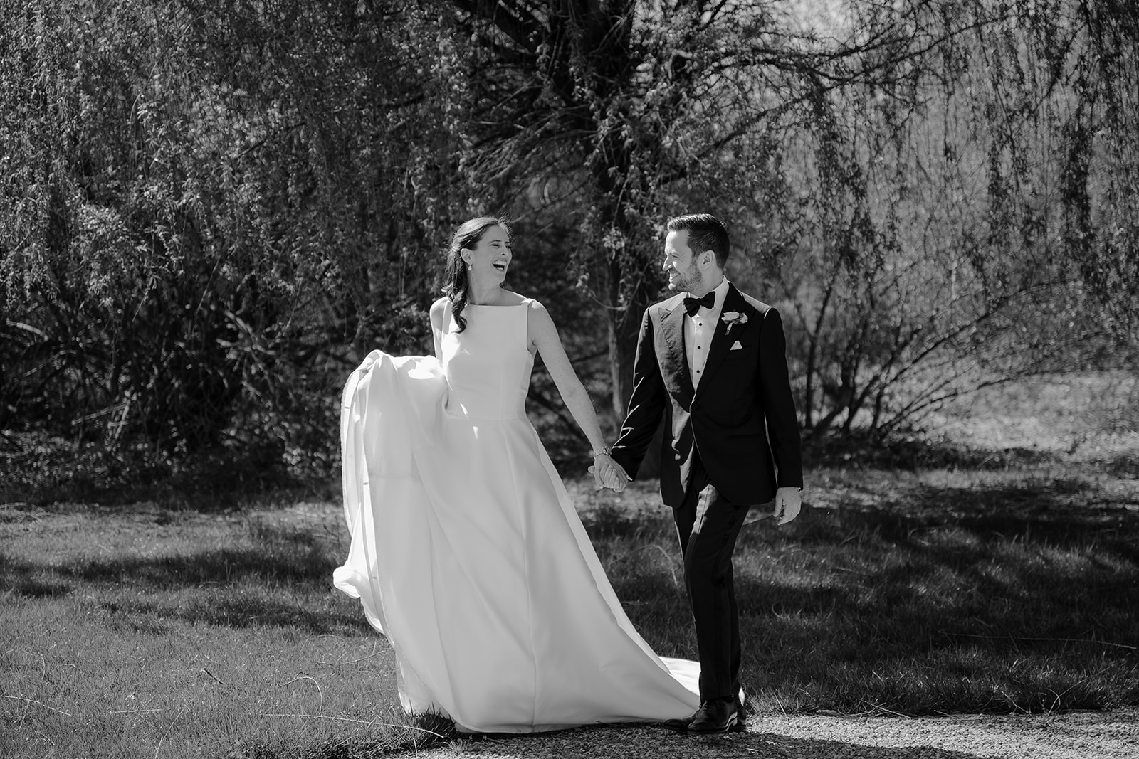 Couple before their beautiful wedding at Crossed Keys Estate.