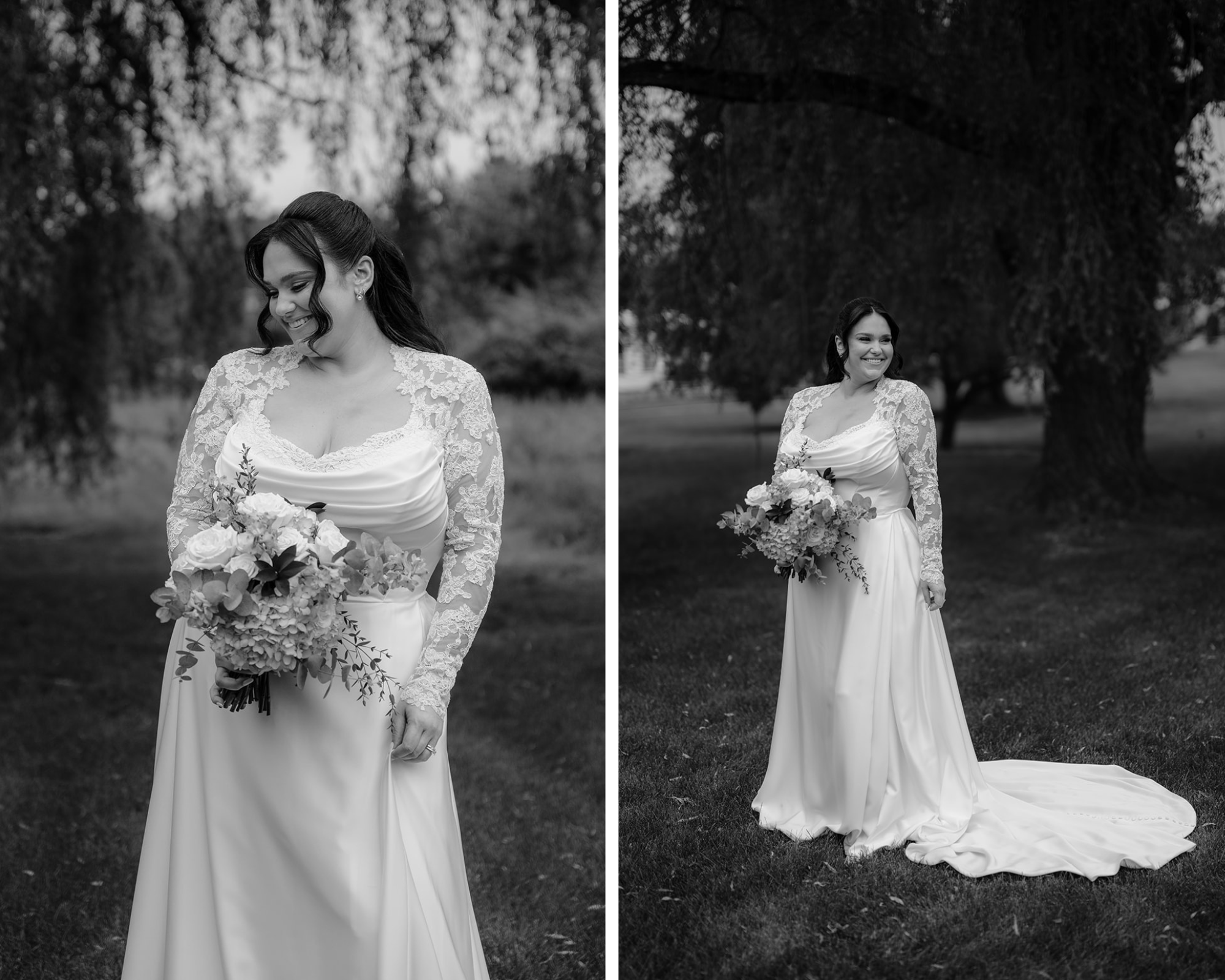 Stunning bride's portraits before their Beautiful Wedding at Perona Farms Refinery