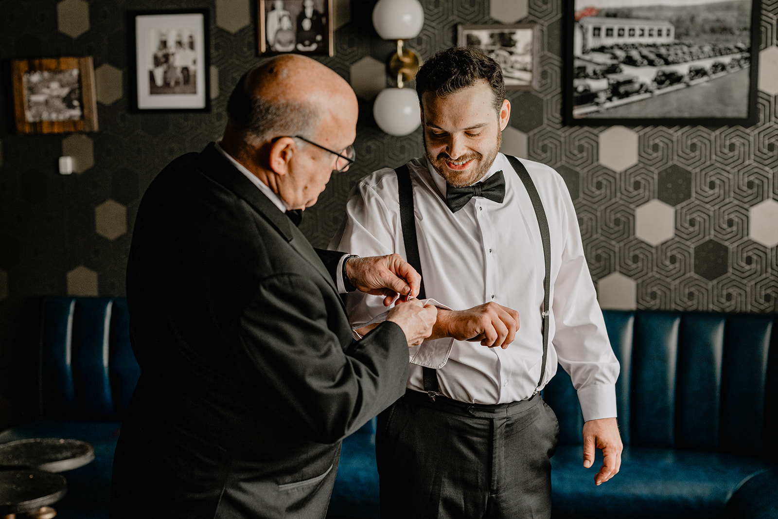 Groom getting ready before their Beautiful Wedding at Perona Farms Refinery