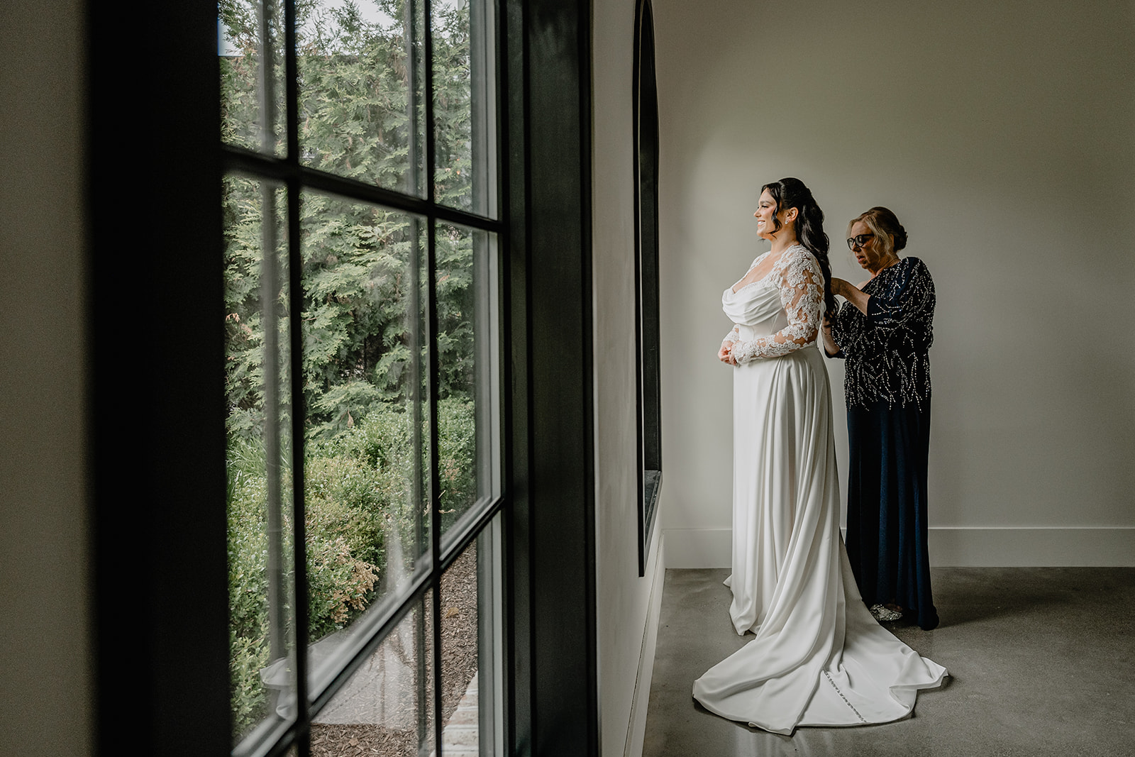 Bride getting ready before their Beautiful Wedding at Perona Farms Refinery