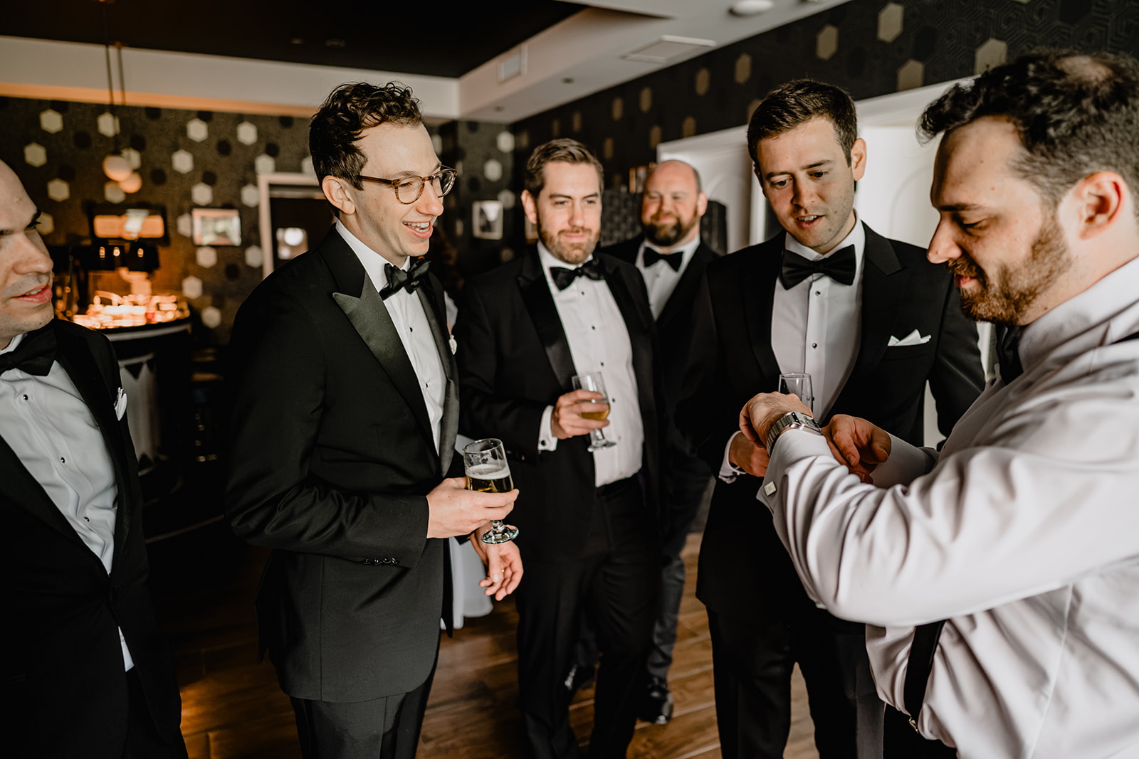 Groom with his groomsmen before their Beautiful Wedding at Perona Farms Refinery